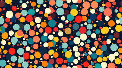 Poster - A vibrant pattern of various colored polka dots sprawls across a dark background, creating a lively and playful atmosphere perfect for design projects.