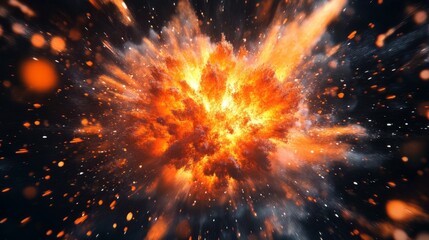 Wall Mural - Fiery explosion with glowing embers and sparks.