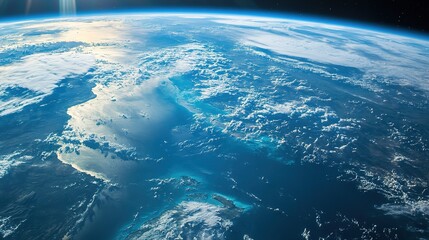 A satellite perspective of Earth, highlighting the vibrant blue and green colors