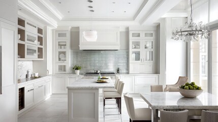 Canvas Print - Modern White Kitchen Interior Design