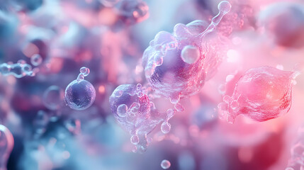Poster - Abstract close-up of colorful bubbles and spheres creating a vibrant underwater-like atmosphere with soft lighting.