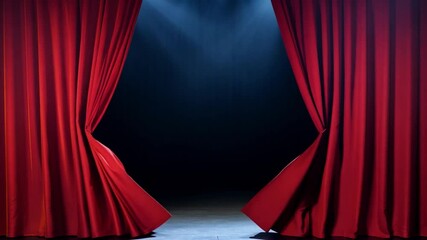 Aufkleber - The vibrant red curtains are tightly drawn, signaling the anticipation of an upcoming performance. The dim lighting creates an intimate atmosphere in the theater.