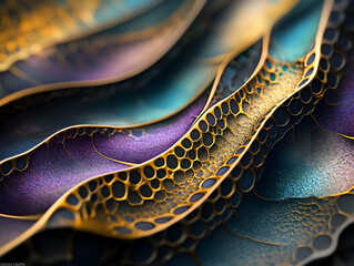 Poster - Abstract design showcasing flowing waves with intricate textures and vibrant colors, perfect for a modern artistic backdrop.