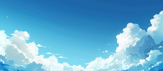 Poster - blue sky with white clouds background copy space