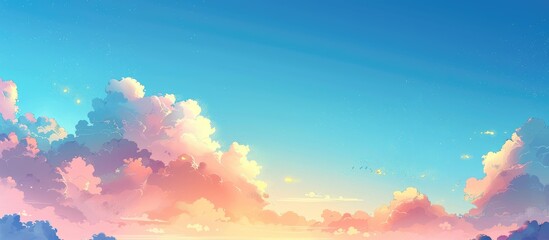 Sticker - Beautiful Blue Sky Background With Cloud And Sunset Light