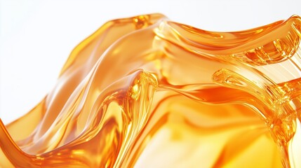 Poster - translucent orange liquid flowing in a soft wave pattern, showcasing its smooth texture and vibrant 