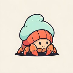 Poster - Cute Cartoon Hermit Crab with a Shell