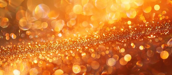 Poster - Golden Orange Abstract Glitter Study Focused Unfocused Light And Shadow