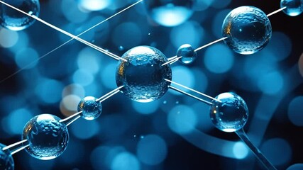 Poster - Microscopic view of interconnected molecules in a blue digital environment
