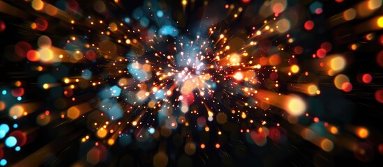 Canvas Print - Fireworks In Blurred Focus Black Background