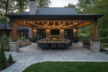 Wall Mural - Family On Patio Having Party