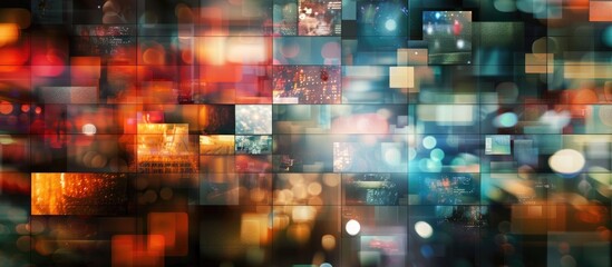 Poster - Collage Of Various Blurry Abstract Images As Business Technology Background Or Presentation Slide Cover With Copy Space For Headline