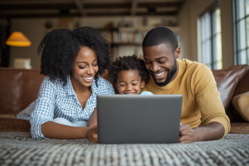 Wall Mural - Family Watching Laptop And Laughing