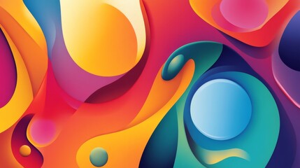 Sticker - Vibrant Abstract Swirls and Shapes in Bright Colors