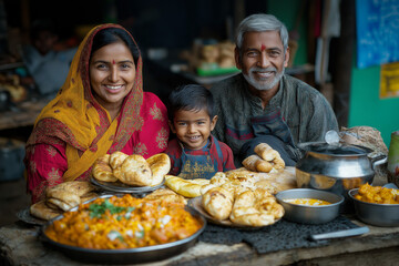 Canvas Print - Indian Family Enjoying Outside