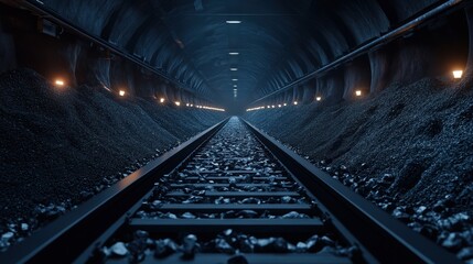 Sticker - A conveyor belt in a coal mine transporting rocks and minerals for processing