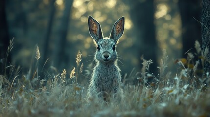 Poster - Cute Rabbit in the Forest - Wildlife Photography