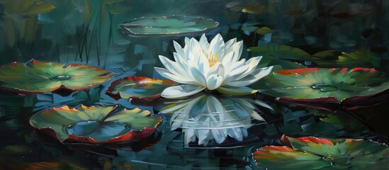 Poster - Water Lily In Reflective Pond