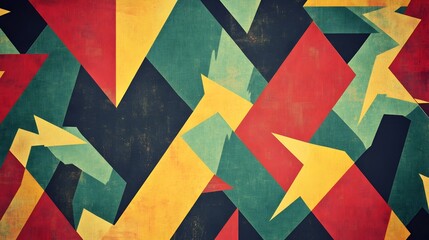 Wall Mural - Vibrant Geometric Shapes in Dynamic Abstract Composition with Intersecting Multicolored Triangular