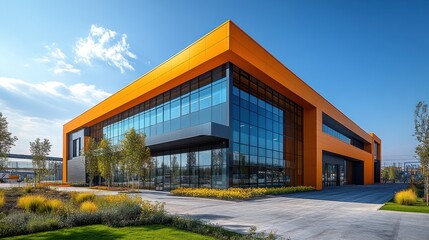 Poster - Modern Orange Glass Building