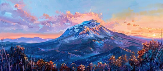 Canvas Print - Big Mountain At Sunrise Wonderful Mountain