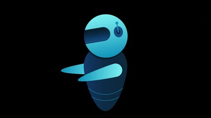 Poster - Futuristic robot animation. Flying robot with lens. Robotic innovation technology. 4K video animated in isometric style. Transparent background with alpha channel
