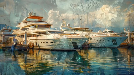 Wall Mural - Motor Yachts At The Pier