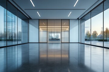 Poster - Modern Office Interior with Large Windows