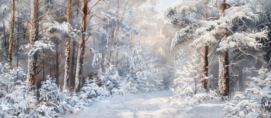 Wall Mural - White Winter In The Forest