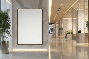 Modern Lobby Interior with Blank Canvas