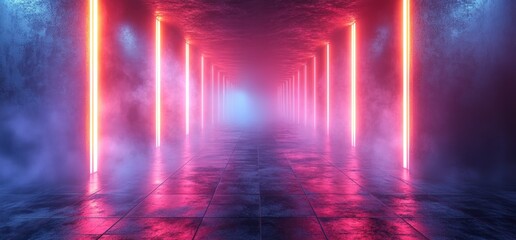 Canvas Print - Neon Lights Tunnel