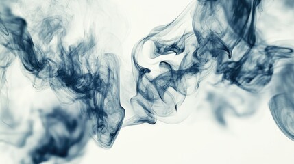Poster - Smoke forming intricate shapes and patterns with a clear, unobstructed background. The space around the smoke is ideal for text placement.