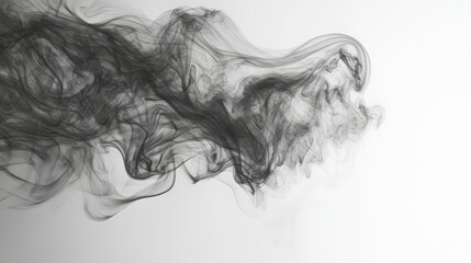Poster - Smoke forming intricate shapes and patterns with a clear, unobstructed background. The space around the smoke is ideal for text placement.