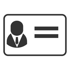 Poster - Minimalist Business ID Card Icon in Black and White. a business identity card with a silhouette figure. Ideal for professional and corporate use, representing identification and credentials.