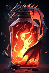 Wall Mural - Dragon in a Bottle of Fire