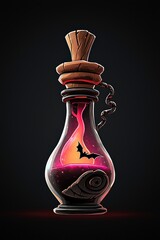 Wall Mural - Magical Potion in a Glass Bottle with a Wooden Cap and a Bat