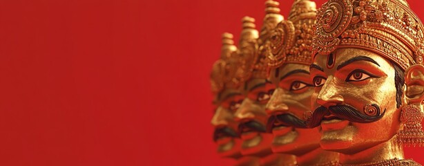 Happy Dussehra. Ravan ten heads face with Dussehra is a major Hindu festival celebrated at the end of Navratri.