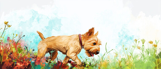 Sticker - Lakeland Terrier Dog Digging Playful Illustration for Pet Lovers and Animal Enthusiasts