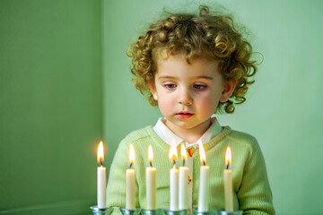 Wall Mural - boy with birthday cake