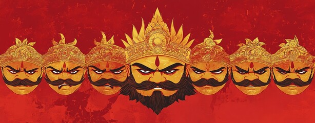 Happy Dussehra. Ravan ten heads face with Dussehra is a major Hindu festival celebrated at the end of Navratri.