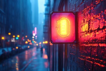 Wall Mural - Neon Sign in Rain