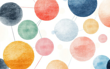 Poster - Colorful abstract circles connected by lines, exhibiting harmony and balance in modern artistic design. Ideal for backgrounds and creative projects.