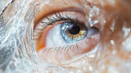 Wall Mural - Close Up of a Human Eye with Water Drops