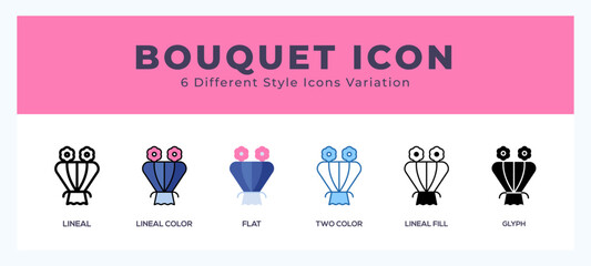 Sticker - Bouquet set of simple icons great for web. app. presentation and more.