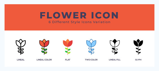 Flower icon symbol. isolated. vector illustration with different styles