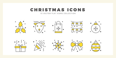 Wall Mural - 10 Christmas Two Color icon pack. vector illustration.