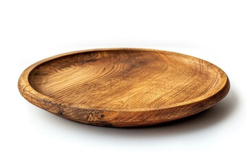Poster - A detailed view of a wooden plate on a white background, suitable for use in still life photography, product design or as a texture
