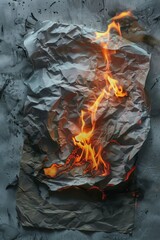 Poster - A burning paper with flames licking the edges