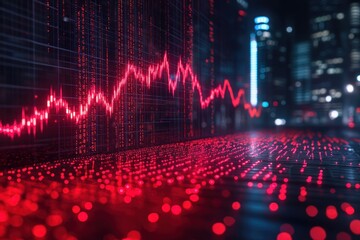 Wall Mural - Stock Market Data Visualization in a Cityscape