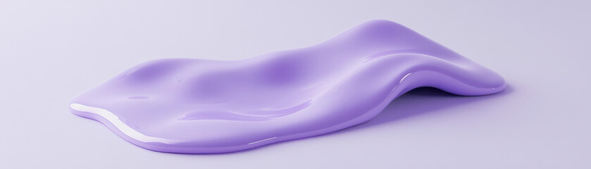 Poster - Abstract image of a smooth, flowing lavender liquid form on a soft purple background, creating a serene and calming visual experience.